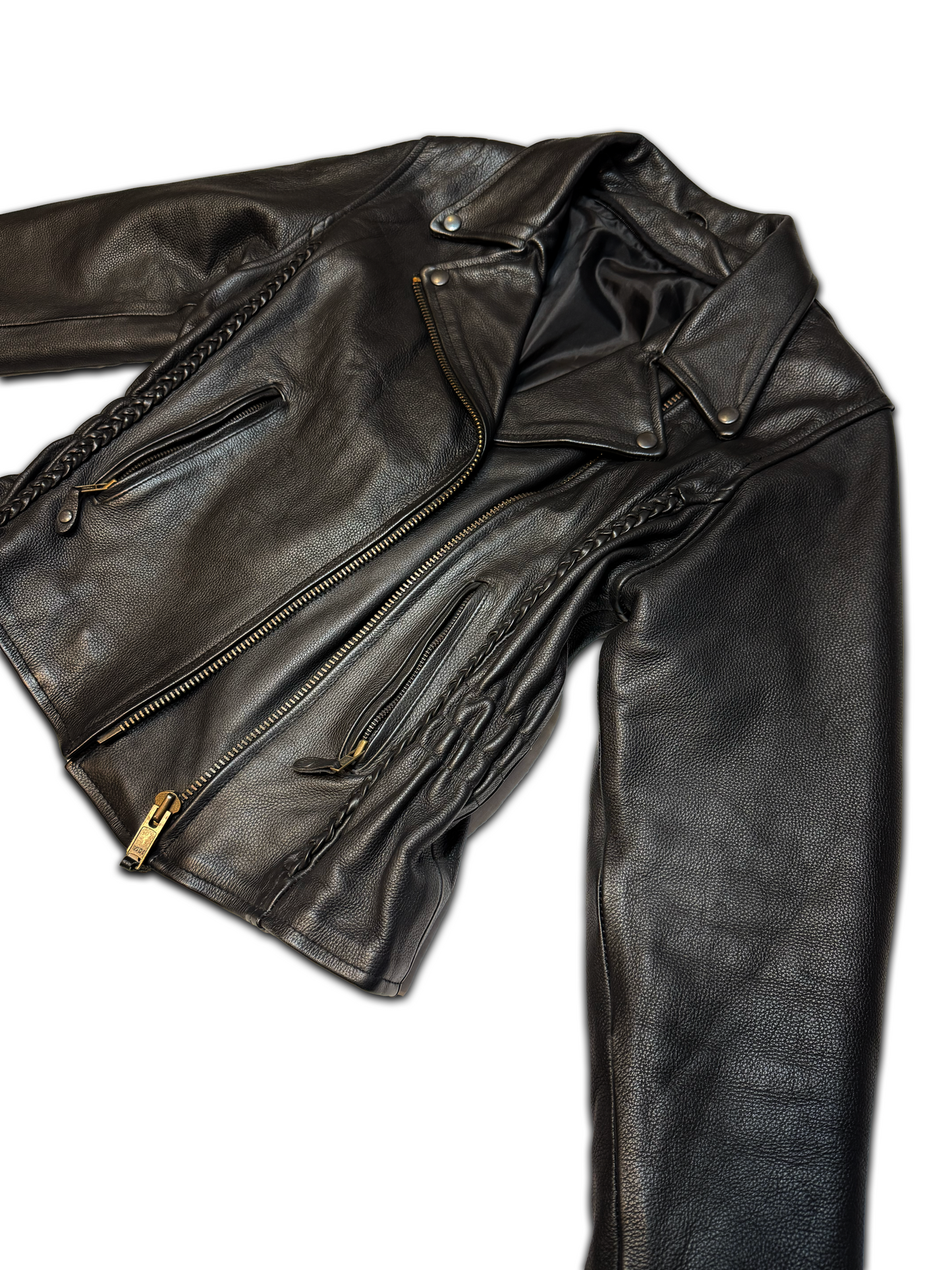 Vintage Braided Moto Style Biker Jacket