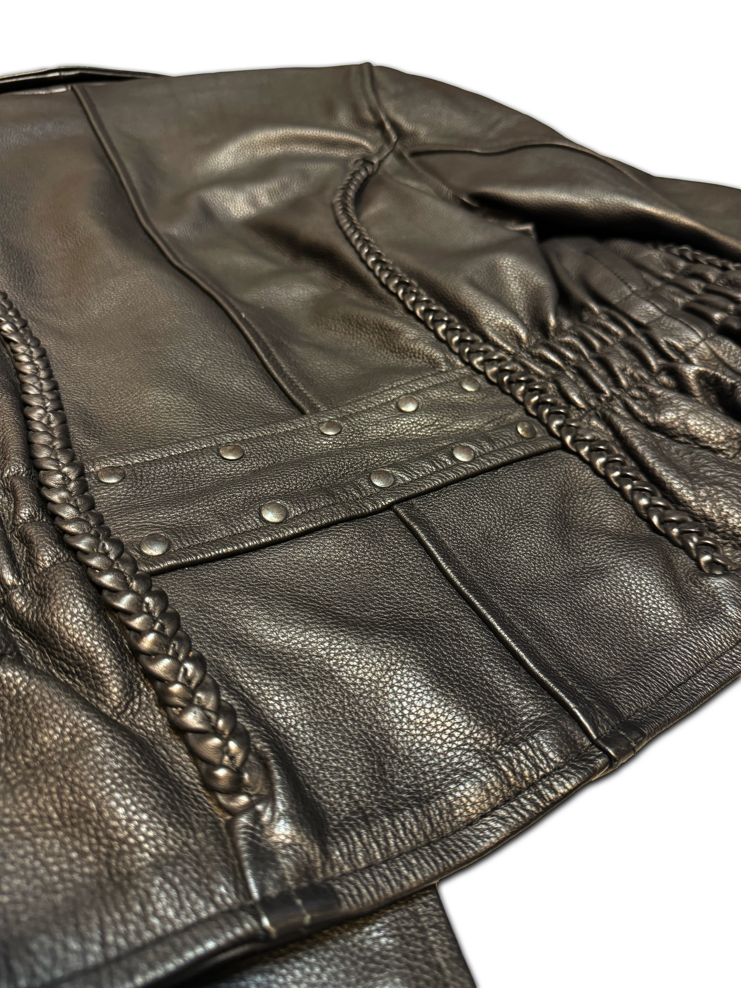 Vintage Braided Moto Style Biker Jacket